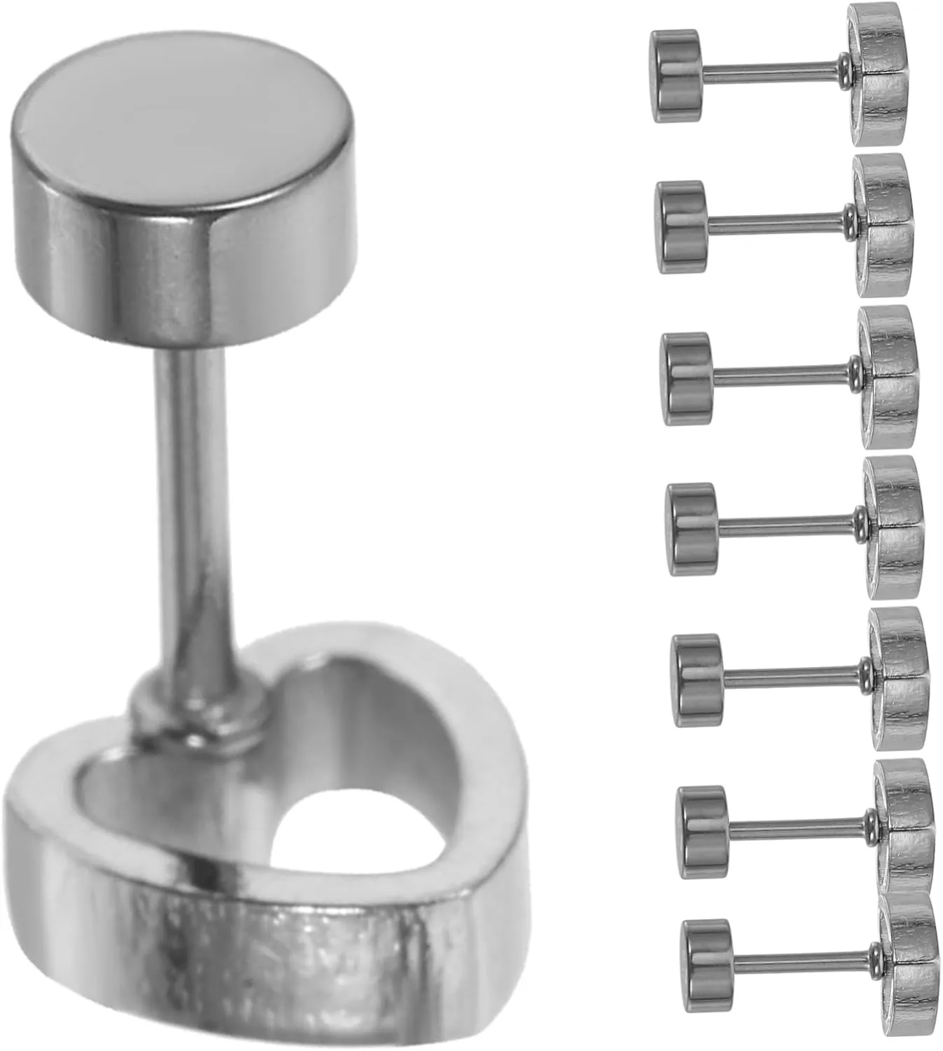 16 Pcs Flat Screw Back Earrings Studs for Women Silver Studs Fashionable Ear Studs Earrings for Women