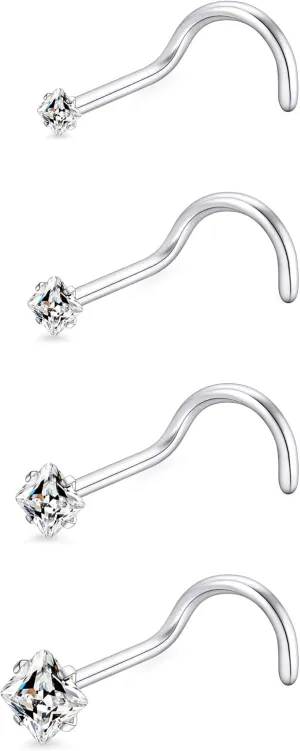 18G 20G 14K Gold Filled Nose Rings Studs Piercing Jewelry For Women Men 316L Surgical Steel Round Square Cubic Zirconia Nose Rings Studs Nostrial Piercing Jewelry CZ 1.5mm 2mm 2.5mm 3mm