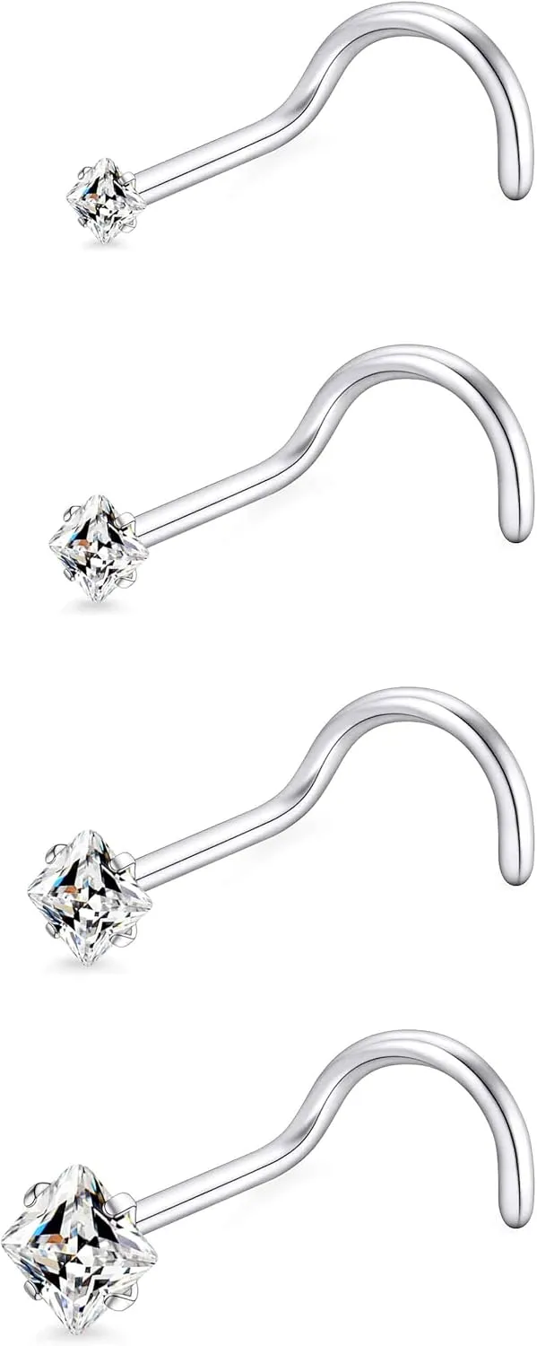 18G 20G 14K Gold Filled Nose Rings Studs Piercing Jewelry For Women Men 316L Surgical Steel Round Square Cubic Zirconia Nose Rings Studs Nostrial Piercing Jewelry CZ 1.5mm 2mm 2.5mm 3mm