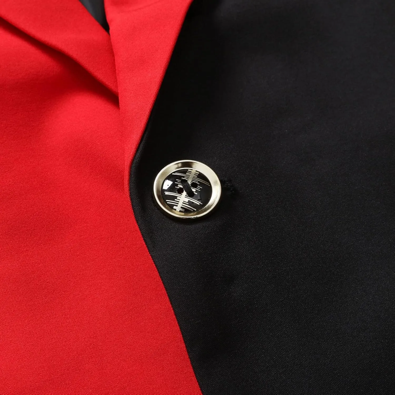 2024 Trendy Blazer for Men Red Black Color Block Casual One Button Suit Jackets Slim Fit Blazer