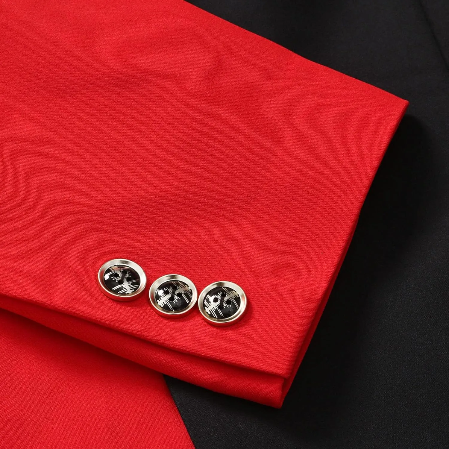 2024 Trendy Blazer for Men Red Black Color Block Casual One Button Suit Jackets Slim Fit Blazer