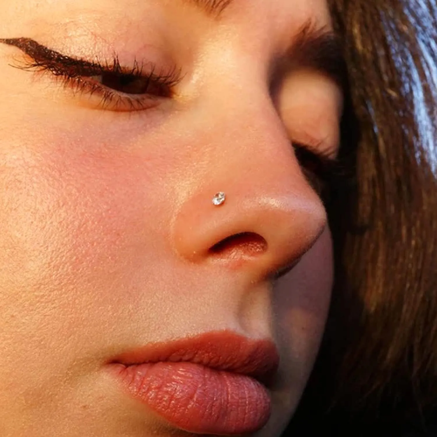 20G Gold Nose Rings Studs: Surgical Steel L Shaped Nose Studs Hypoallergenic Corkscrew Nose Rings Tiny CZ Bone Zircon nose stud set for Women Men (12Pcs)