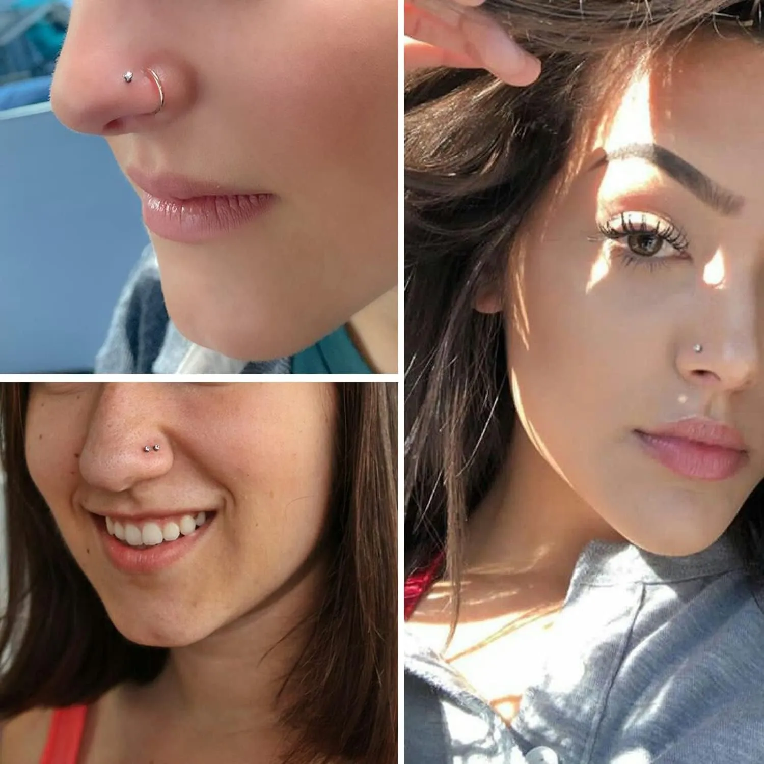 20G Gold Nose Rings Studs: Surgical Steel L Shaped Nose Studs Hypoallergenic Corkscrew Nose Rings Tiny CZ Bone Zircon nose stud set for Women Men (12Pcs)