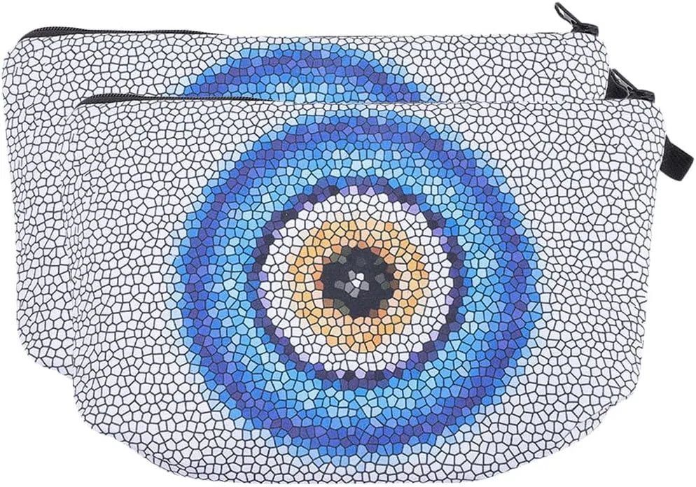 2pcs Evil Eye Makeup Bag Stylish Toiletry Bag Cute Cosmetic Bag Travel Coin Pouch 3D Allover Printed Makeup Pouch Travel Zipper Cosmetic Organizer Small Pouch for Adult Women