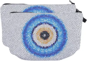 2pcs Evil Eye Makeup Bag Stylish Toiletry Bag Cute Cosmetic Bag Travel Coin Pouch 3D Allover Printed Makeup Pouch Travel Zipper Cosmetic Organizer Small Pouch for Adult Women