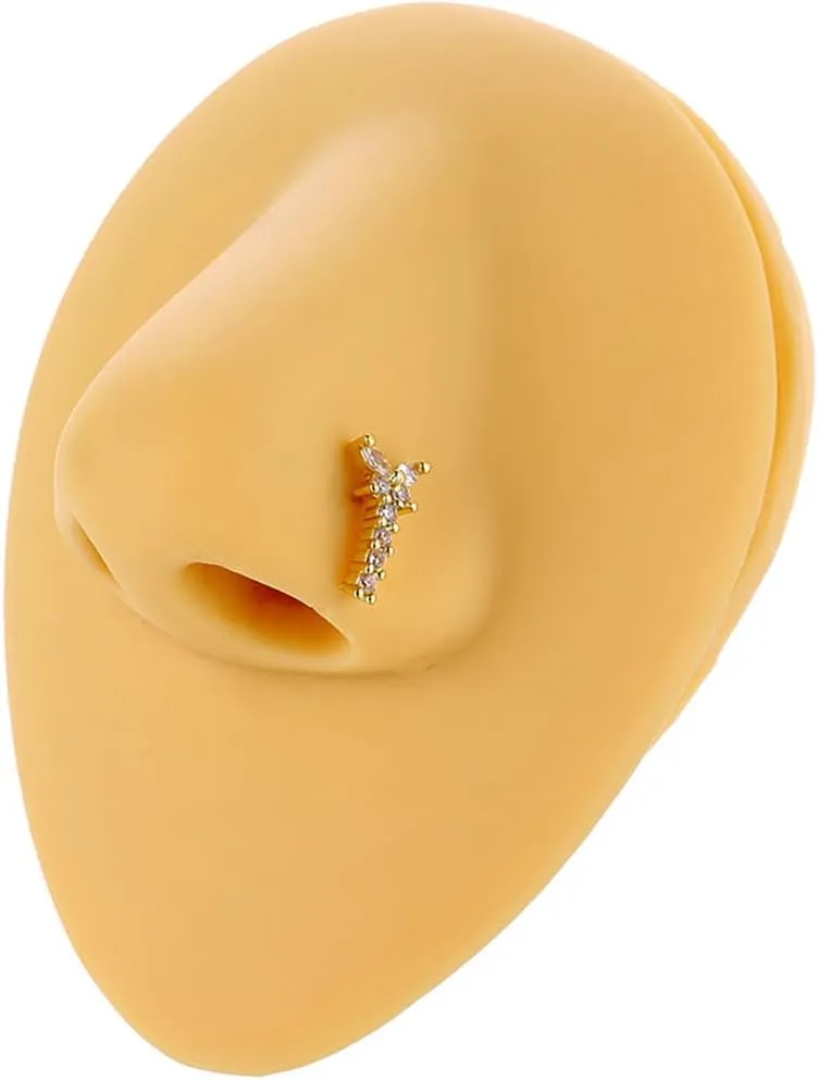 2Pcs L-Shaped Butterfly Nose Rings Studs for Women 20G Cubic Zirconia Surgical Steel Nose Studs Screws Sparkling Nose Nostril Piercing Body Jewelry