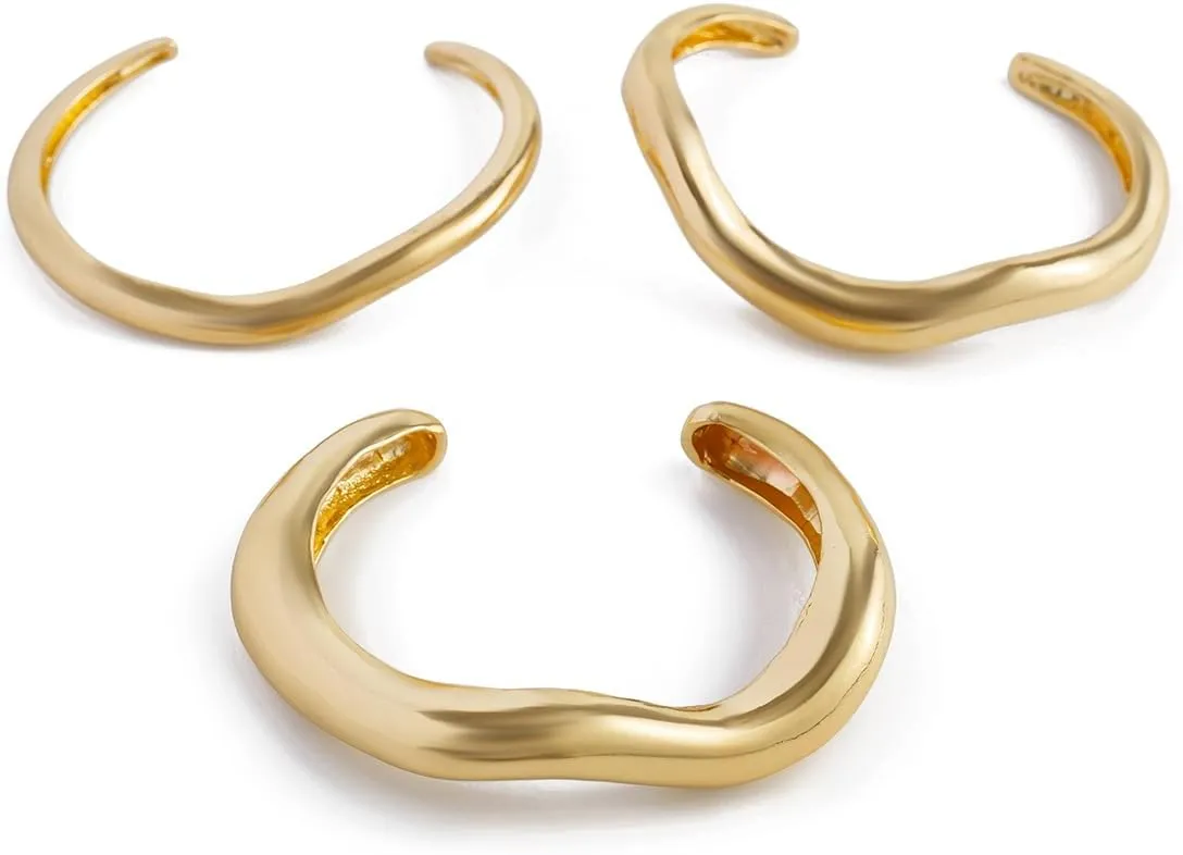 3-8Pcs Gold Bangles for Women Silver Bangles Chunky Bracelets Wrist Cuff Trendy Statement Bangles