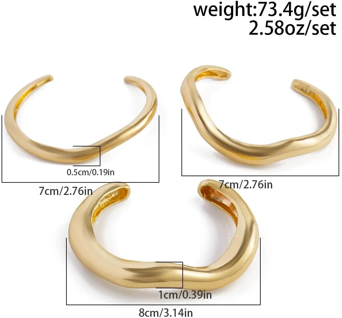 3-8Pcs Gold Bangles for Women Silver Bangles Chunky Bracelets Wrist Cuff Trendy Statement Bangles