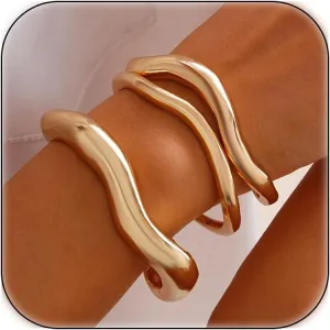 3-8Pcs Gold Bangles for Women Silver Bangles Chunky Bracelets Wrist Cuff Trendy Statement Bangles