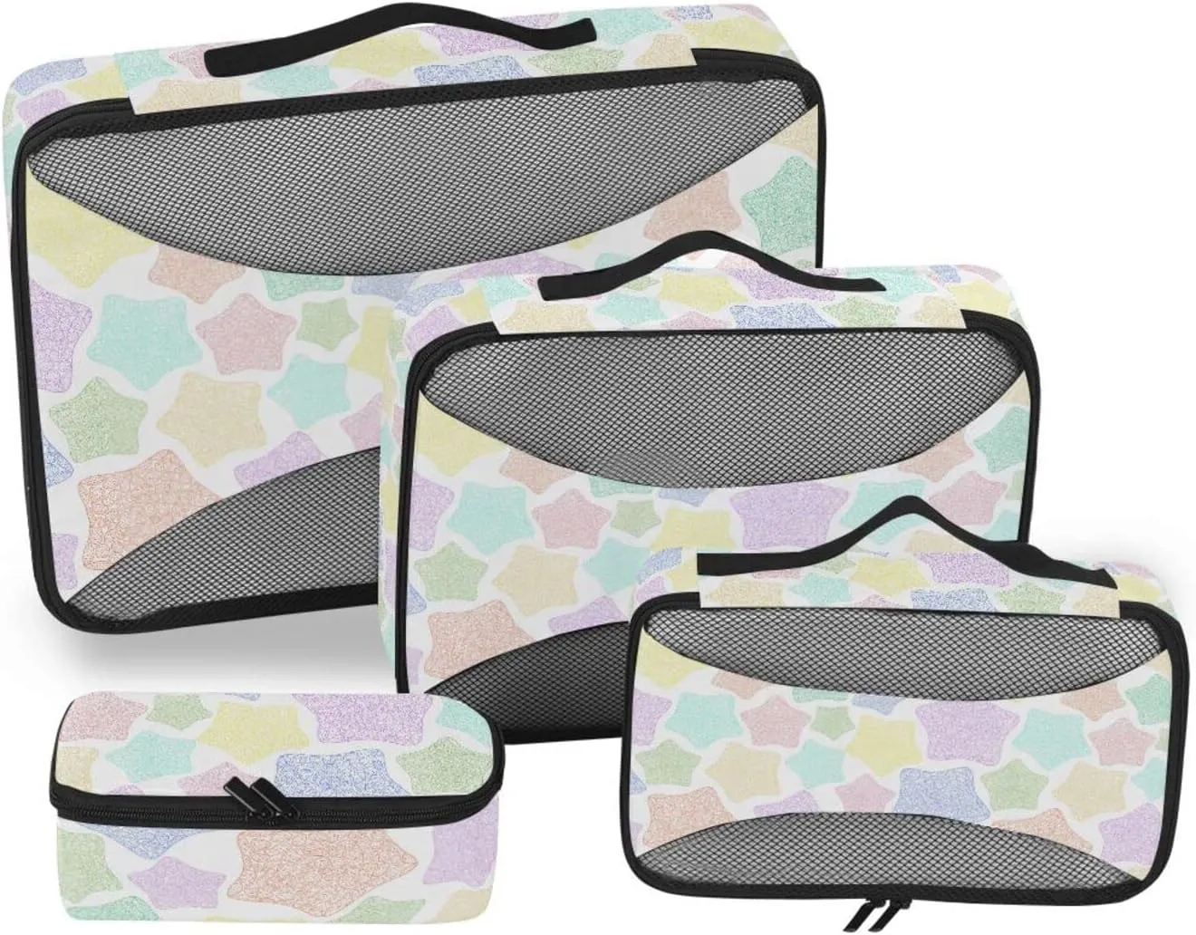 4 Pcs Travel Packing Cubes for Suitcases Colorful Starfish Travel Packing Cubes Visible Luggage Cubes Organizers Suitcase Organizer Bags Set