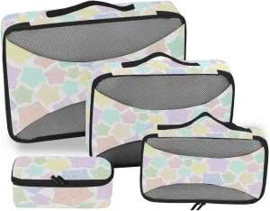 4 Pcs Travel Packing Cubes for Suitcases Colorful Starfish Travel Packing Cubes Visible Luggage Cubes Organizers Suitcase Organizer Bags Set