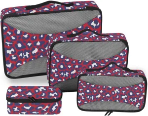 4 Pcs Travel Packing Cubes for Suitcases Purple Reed Leopard Travel Packing Cubes Visible Luggage Cubes Organizers Suitcase Organizer Bags Set