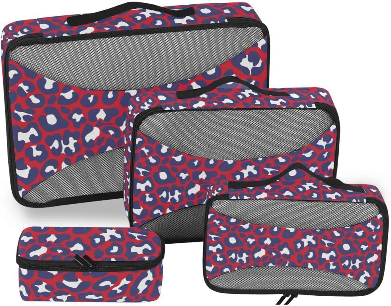 4 Pcs Travel Packing Cubes for Suitcases Purple Reed Leopard Travel Packing Cubes Visible Luggage Cubes Organizers Suitcase Organizer Bags Set