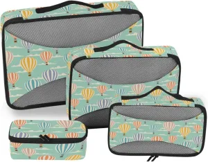 4 Pcs Travel Packing Cubes for Suitcases Vintage Hot Balls Travel Packing Cubes Visible Luggage Cubes Organizers Suitcase Organizer Bags Set