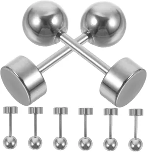 8pcs Women's Minimalist Ball Back Earrings Silver Stud Earrings for Women