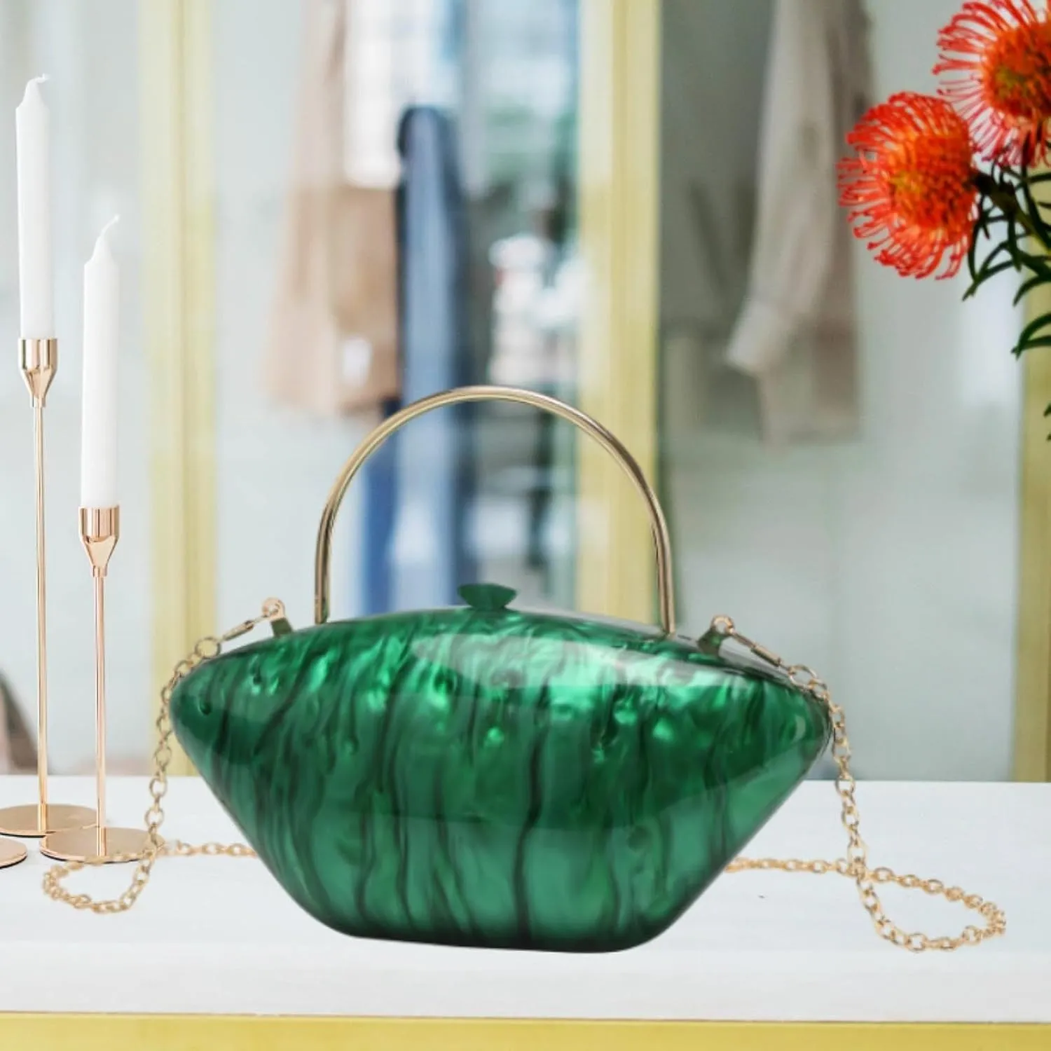 Acrylic Evening Clutch Purse Trendy Crossbody Bag for Themed Party Dinner Street