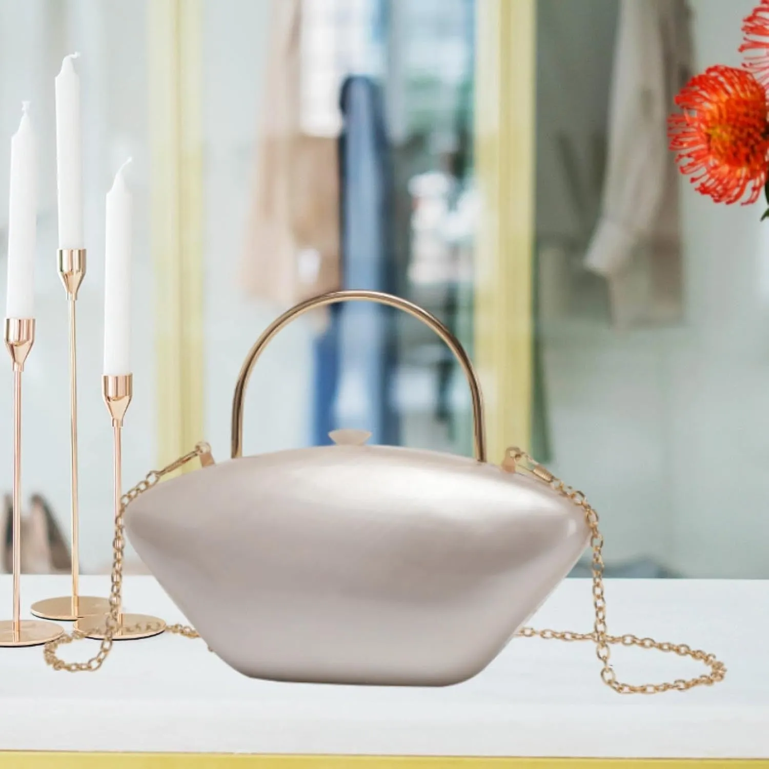 Acrylic Evening Clutch Purse Trendy Shoulder Chain Bag for Wedding Birthday Gift