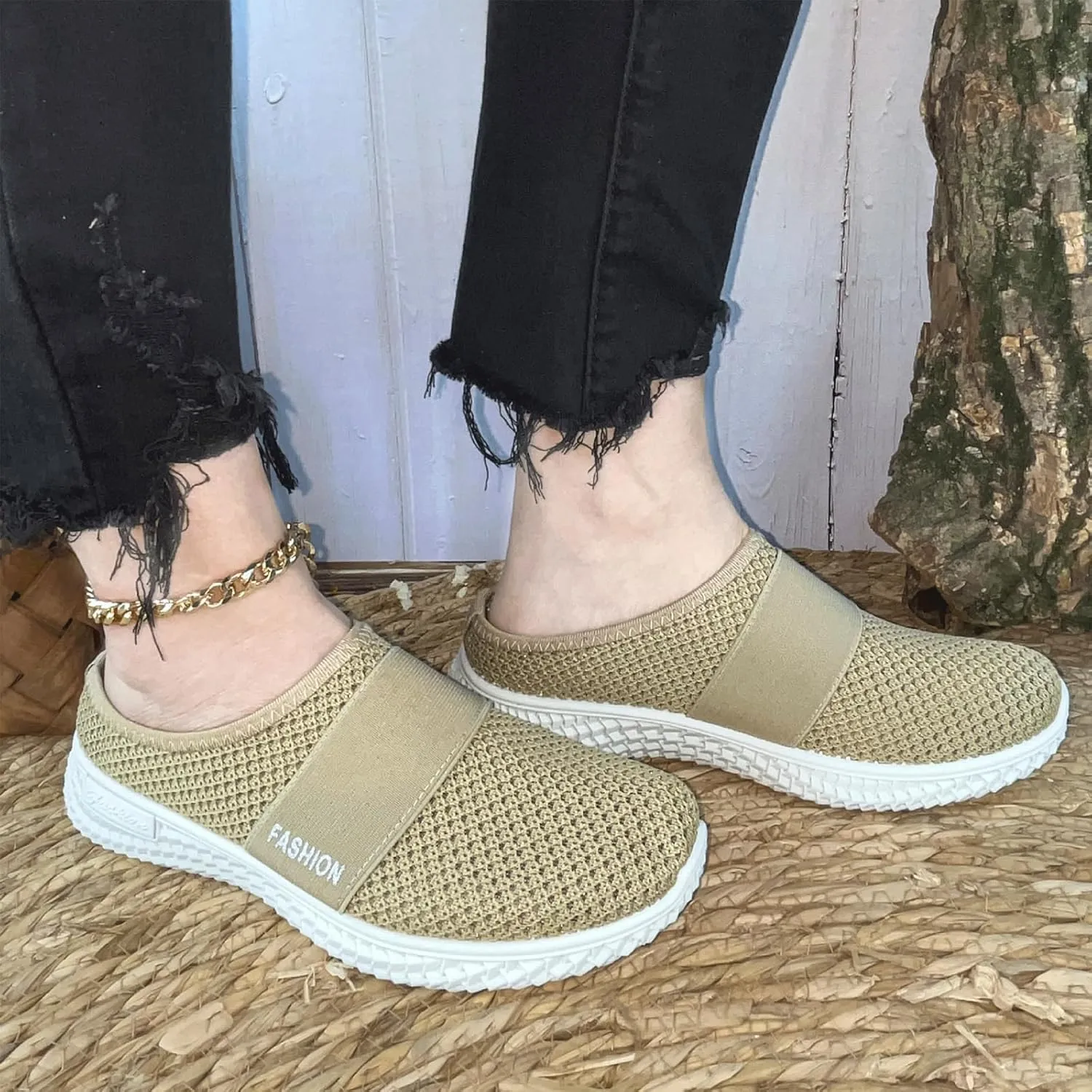 Air-Cushion Slip-On Walking Shoes Summer Orthopedic Diabetic Mules Fashion Breathable Mesh Non-Slip Outdoor Walking Sneakers Slippers
