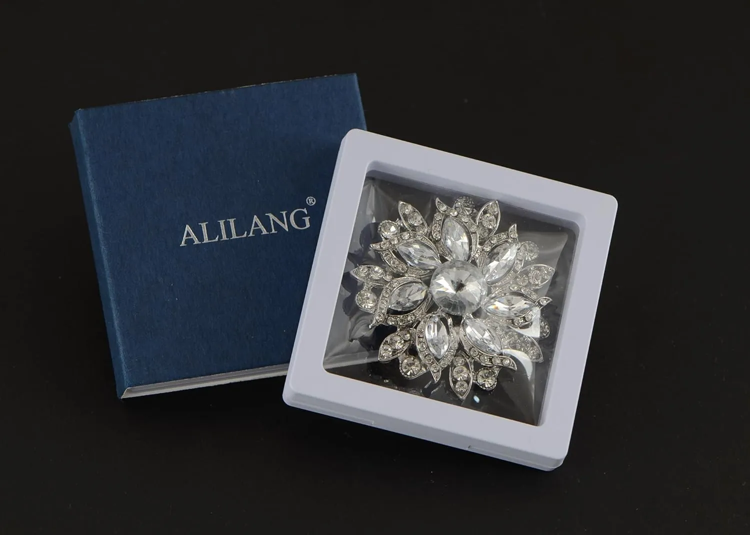 Alilang Crystal Rhinestone Bridal Flower Wreath Brooch Pin Necklace for Weddings Christmas