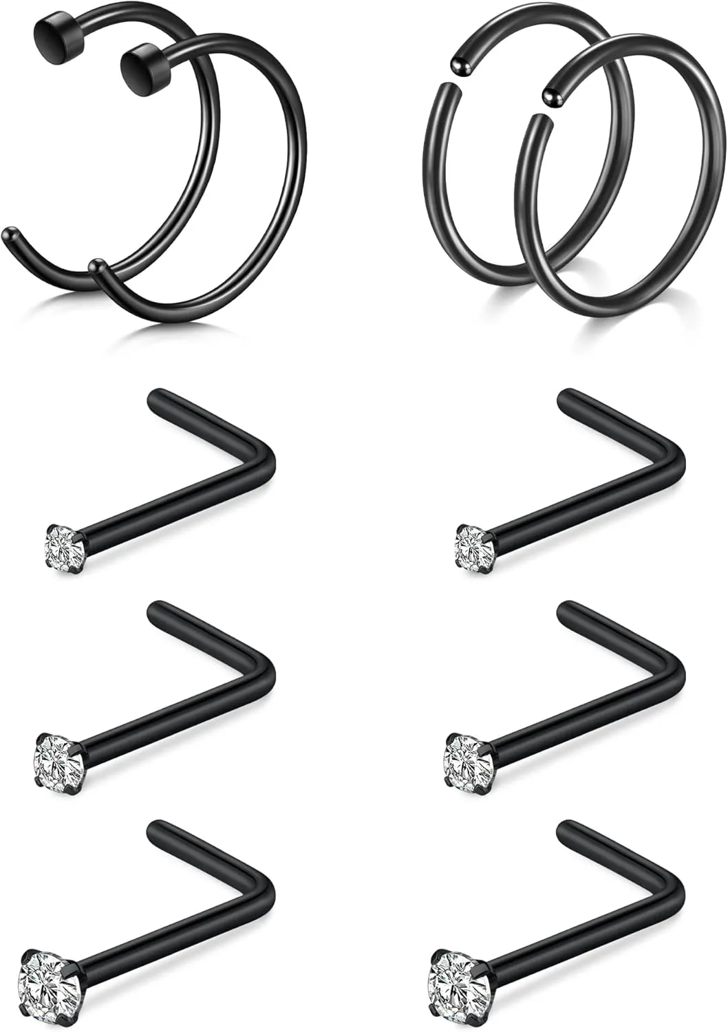 Anicina 18g 20g 22g Nose Rings Studs for Women Mens Nose Rings Hoops Surgical Steel Real Stud Nose Rings L Shaped Corkscrew Bone Nose Piercing Stud Jewelry Hypoallergenic 1.5mm 2mm 2.5mm 3mm