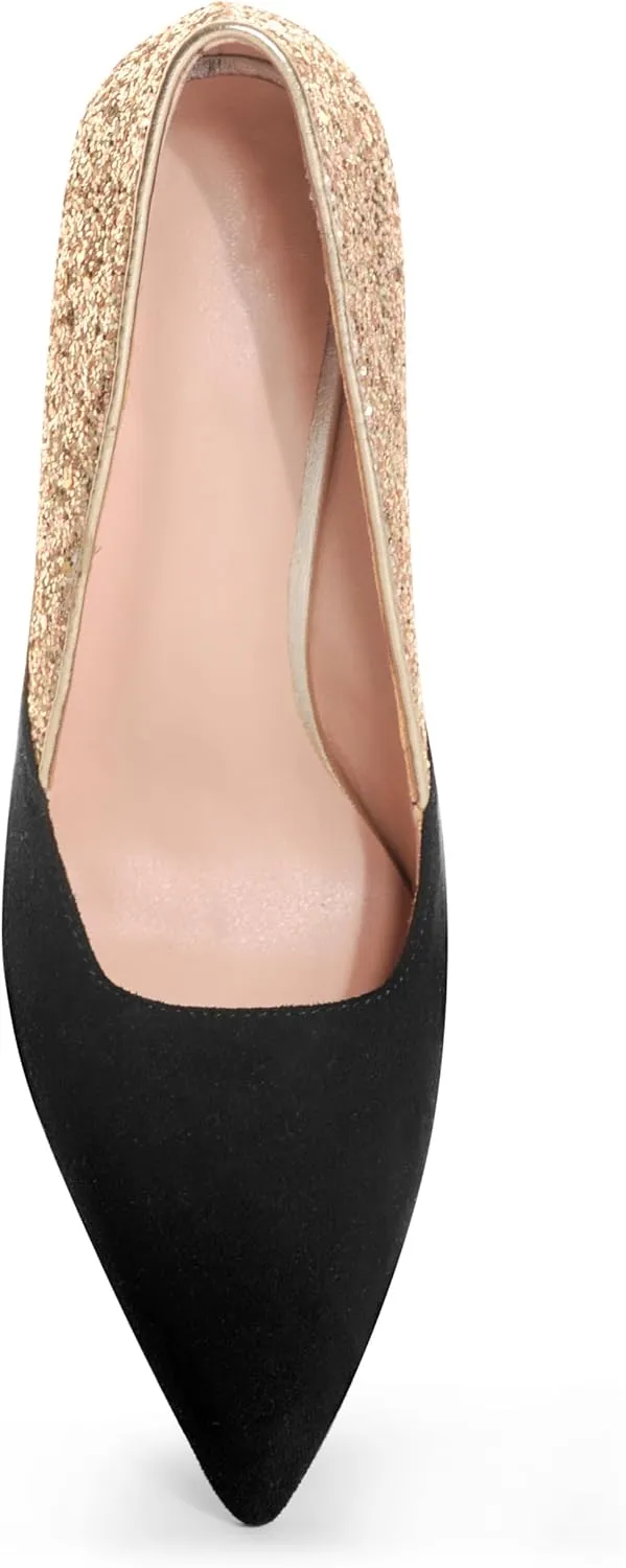 ANN CREEK Women's Pumps Sparkly High Heels Stiletto Classic Pointed Toe Patchwork Shoes for Wedding, Party, Dress, Prom