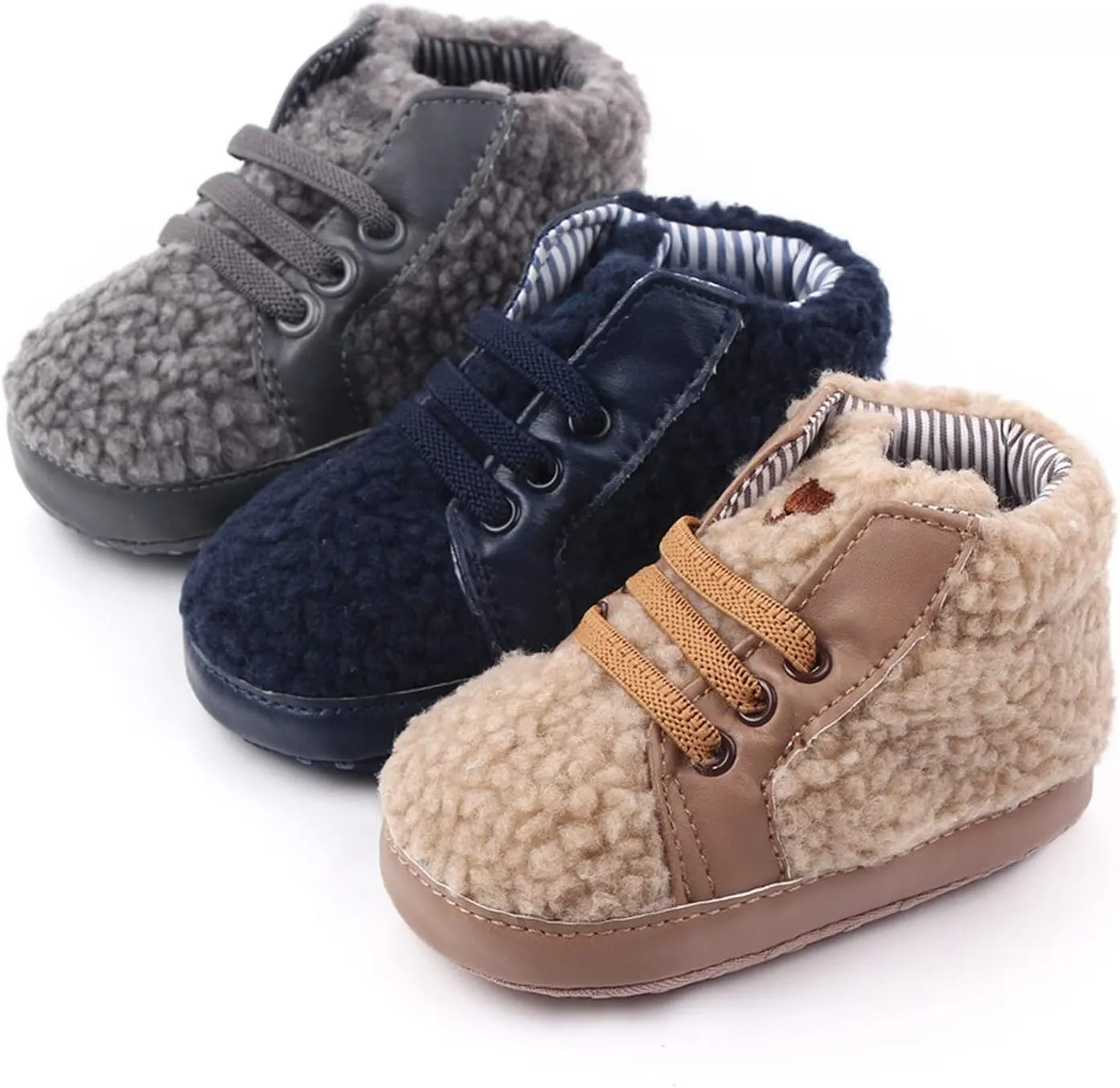 Baby Snow Boots Furry Warm Shoes Infant Boys Girls Non Slip Cold Weather Booties Soft Plush Casual Walking Shoes