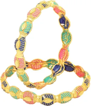 Bangles for Women Gold Toned Meenakari Touch Traditional Bangles for Women and Girls