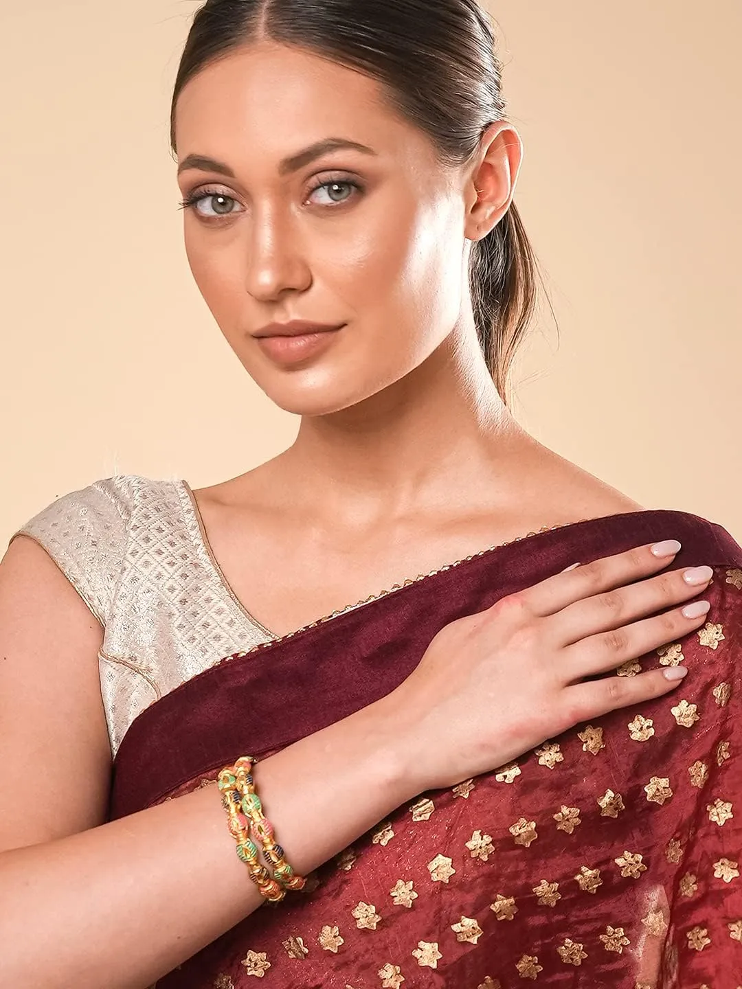 Bangles for Women Gold Toned Meenakari Touch Traditional Bangles for Women and Girls