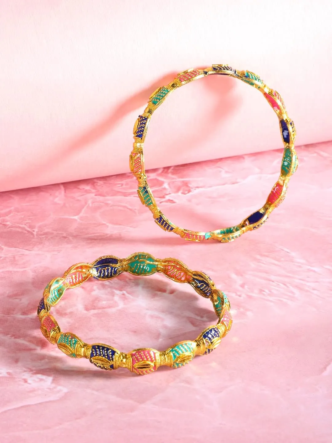 Bangles for Women Gold Toned Meenakari Touch Traditional Bangles for Women and Girls
