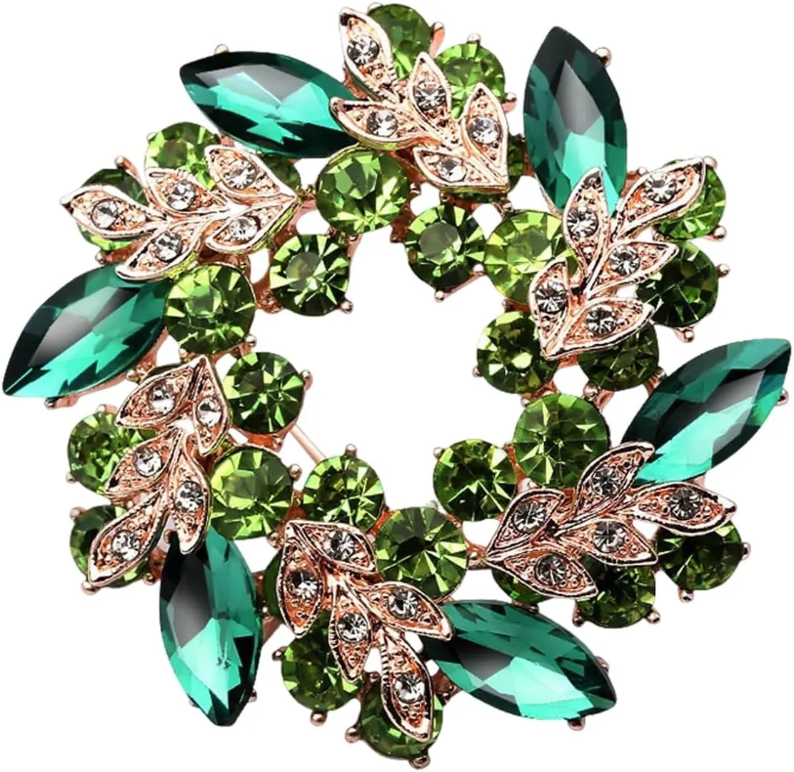 Bauhinia Flower Crystal Brooches Pins Fashion Beautiful Created Rhinestone Wreath Floral Brooch Good Idea for Party Dance Wedding Banquet for Elegant Women Girl Gold