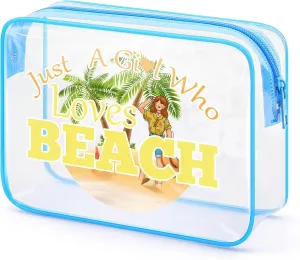 Beach Themed Gifts Clear Makeup Bag Beach Lover Gift for Women Friends Beach Gift Ideas Summer Beach Gift Cosmetic Bag Christmas Birthday Gift for Daughter Sister Graduation Gift Toiletry Bag