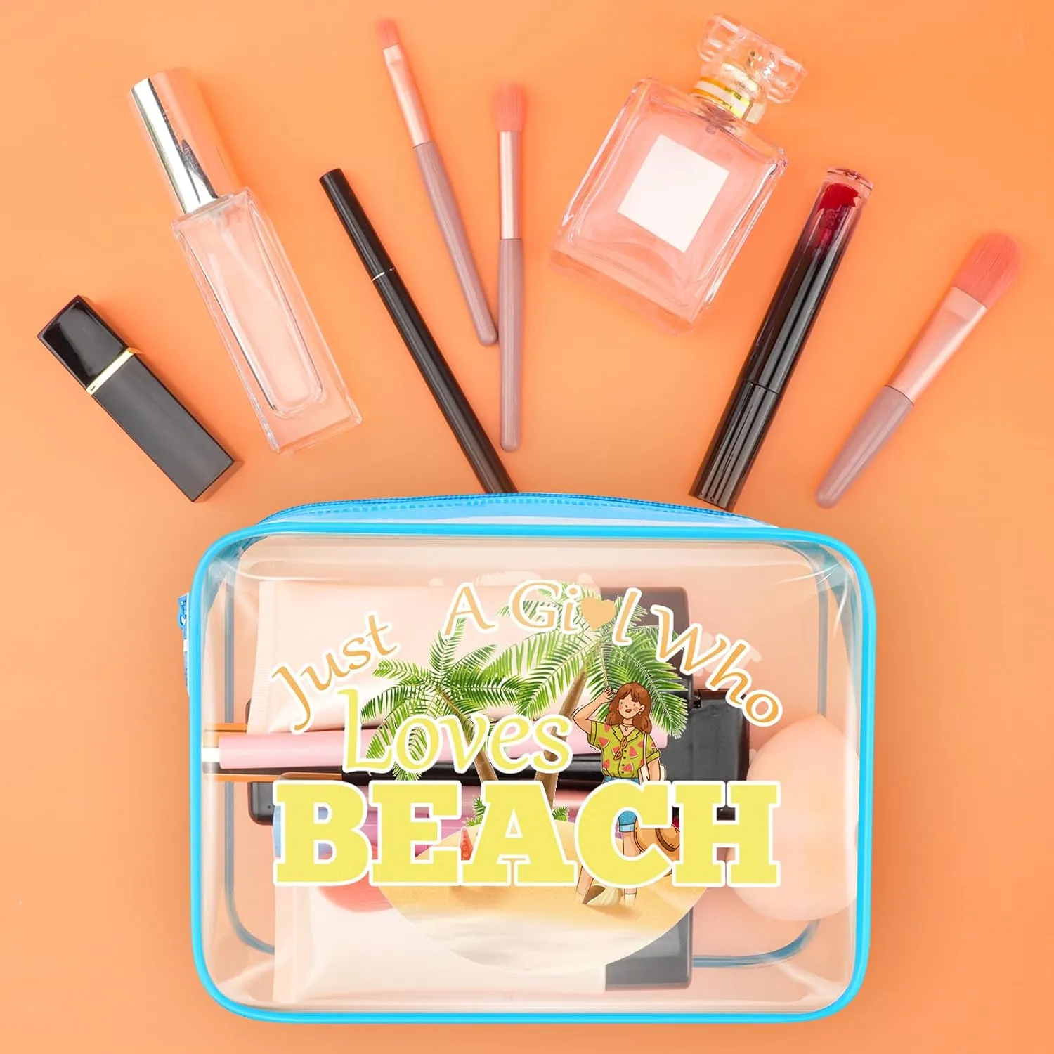 Beach Themed Gifts Clear Makeup Bag Beach Lover Gift for Women Friends Beach Gift Ideas Summer Beach Gift Cosmetic Bag Christmas Birthday Gift for Daughter Sister Graduation Gift Toiletry Bag