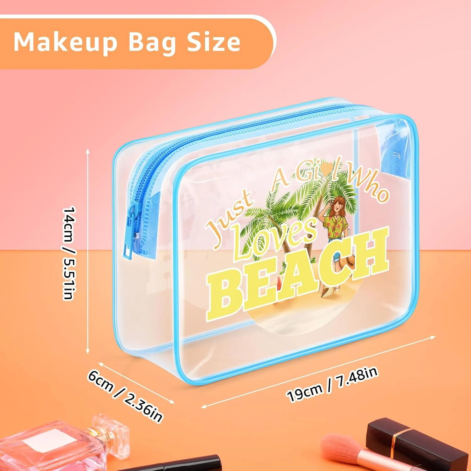 Beach Themed Gifts Clear Makeup Bag Beach Lover Gift for Women Friends Beach Gift Ideas Summer Beach Gift Cosmetic Bag Christmas Birthday Gift for Daughter Sister Graduation Gift Toiletry Bag