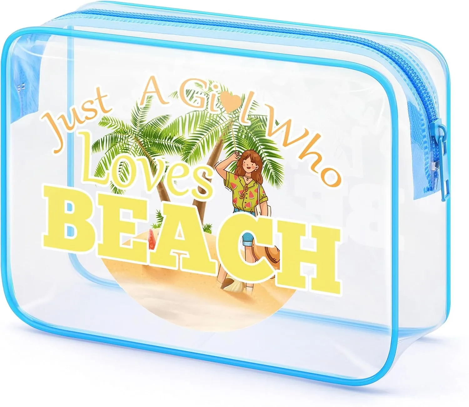 Beach Themed Gifts Clear Makeup Bag Beach Lover Gift for Women Friends Beach Gift Ideas Summer Beach Gift Cosmetic Bag Christmas Birthday Gift for Daughter Sister Graduation Gift Toiletry Bag