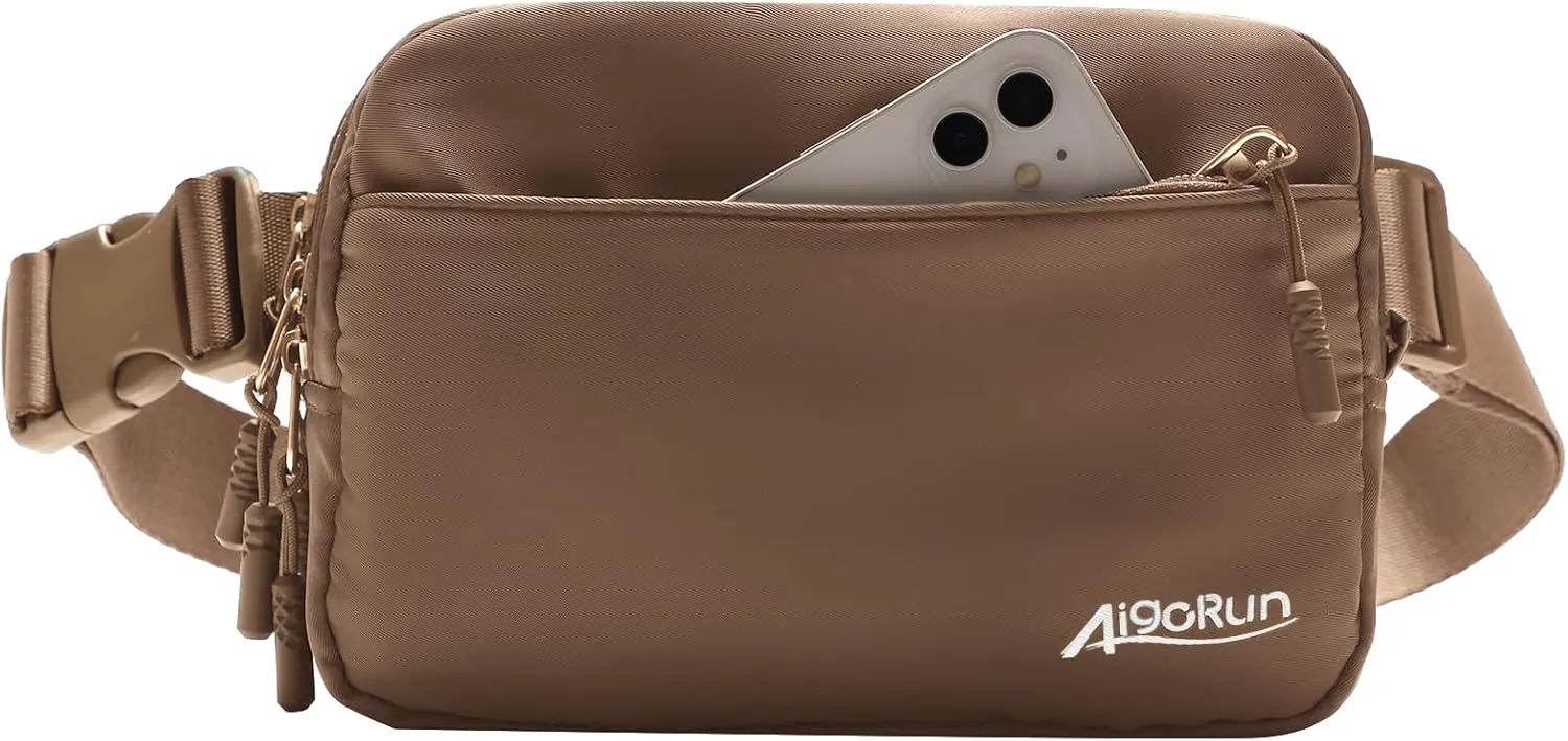 Belt Bag for Women Crossbody Fanny Pack Water Resistant Waist Bags Adjustable Strap for Outdoor Running Travel Workout Brown