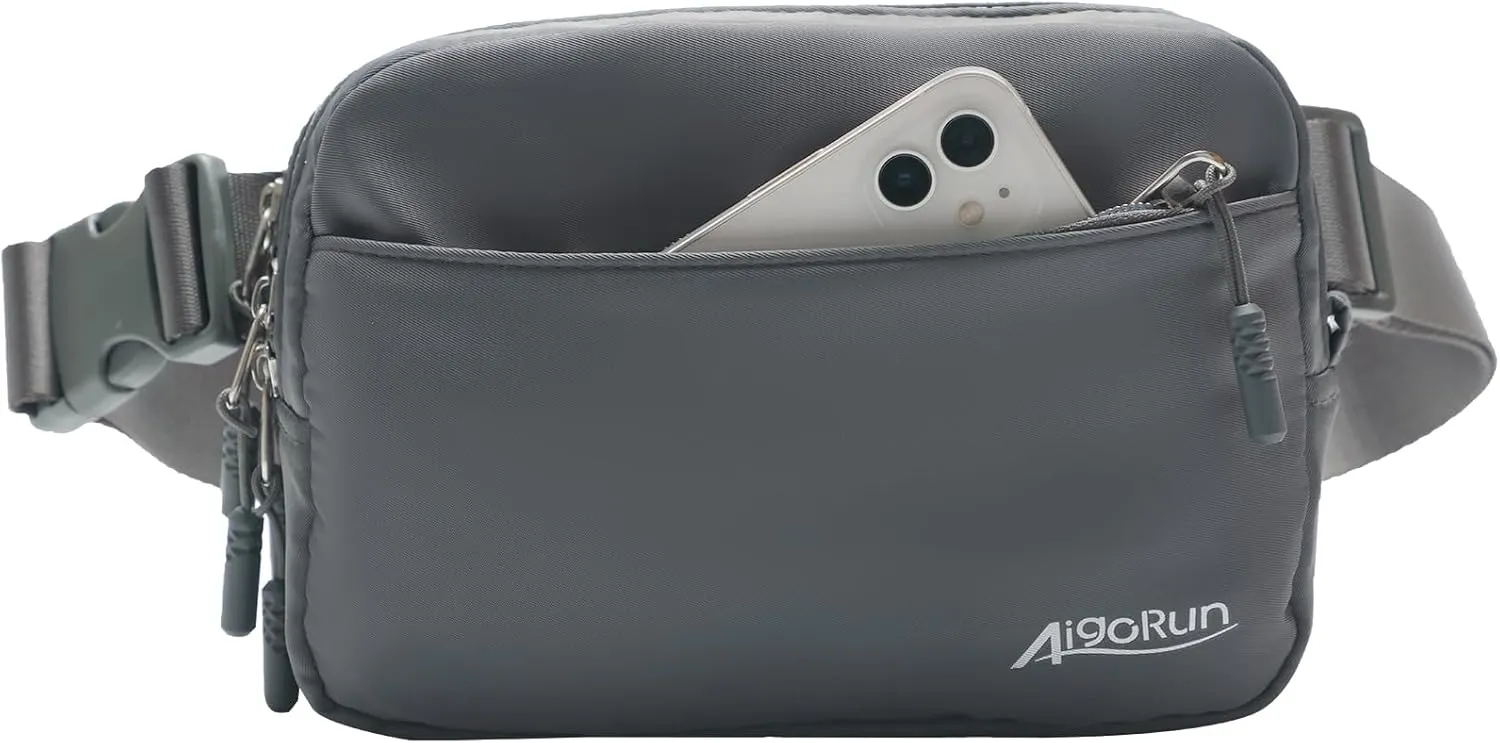 Belt Bag for Women Crossbody Fanny Pack Water Resistant Waist Bags Adjustable Strap for Outdoor Running Travel Workout Grey