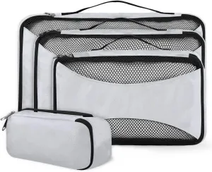 Black Cat 4 Piece Packing Travel Organizer Cubes Set Mesh Fabric Ventilate Design Lightweight Travel Accessories 4 Sizes (Extra Large, Large, Medium, Small)