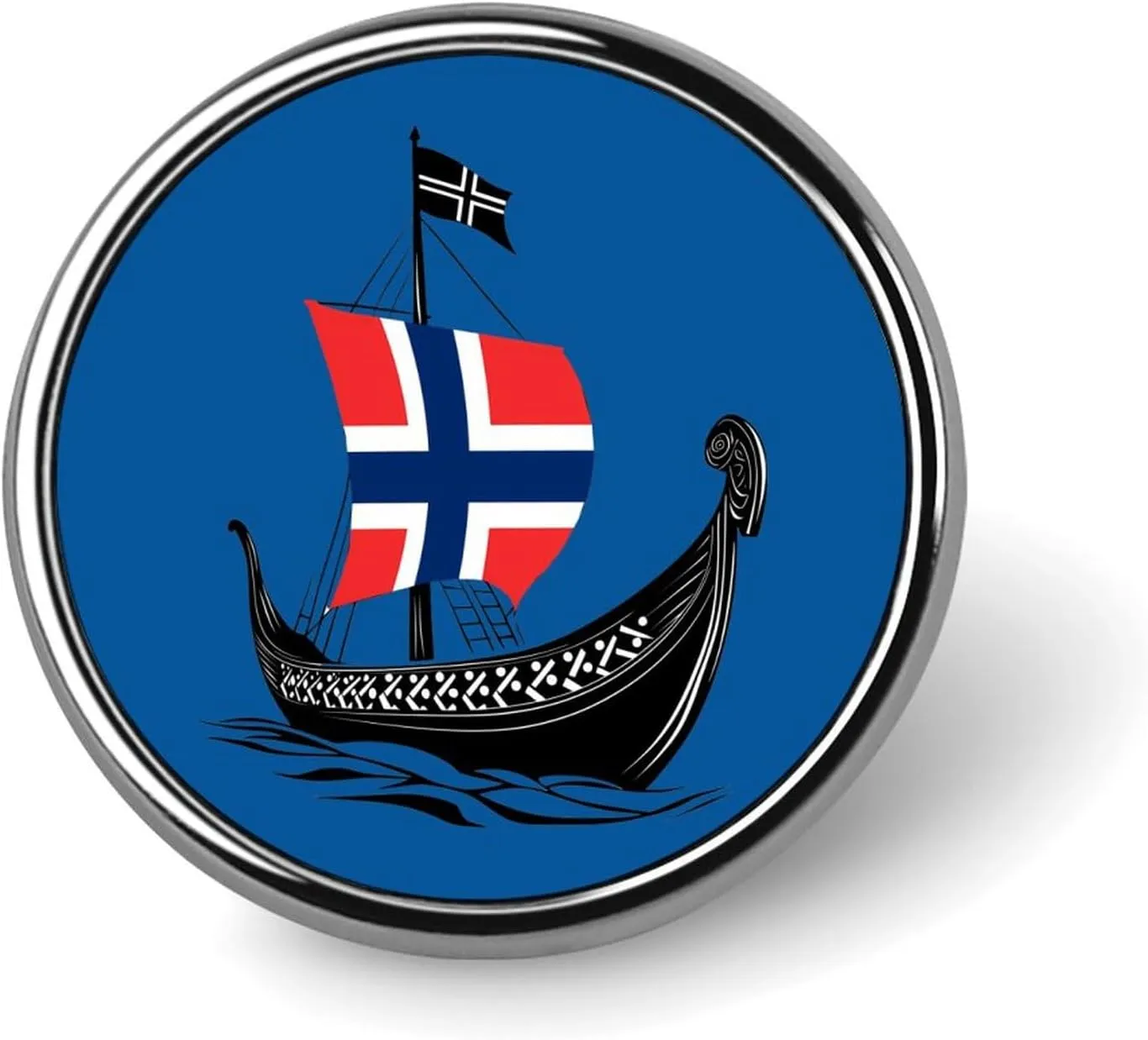 Boat Norwegian Flag Vikingship Pin Enamel Lapel Pins Round Badge Brooches Clothing Decoration for Women Men