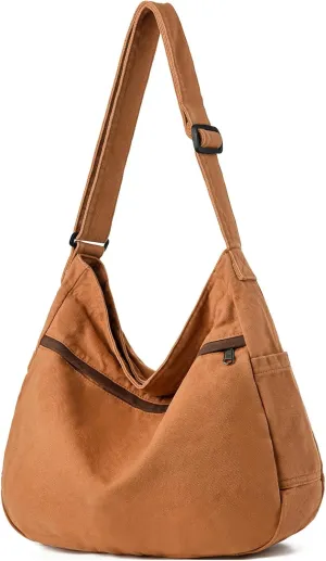 Canvas Hobo Crossbody Shoulder Tote Bag for Women and Men Large Purse Messenger Bag Travel Work Shopping