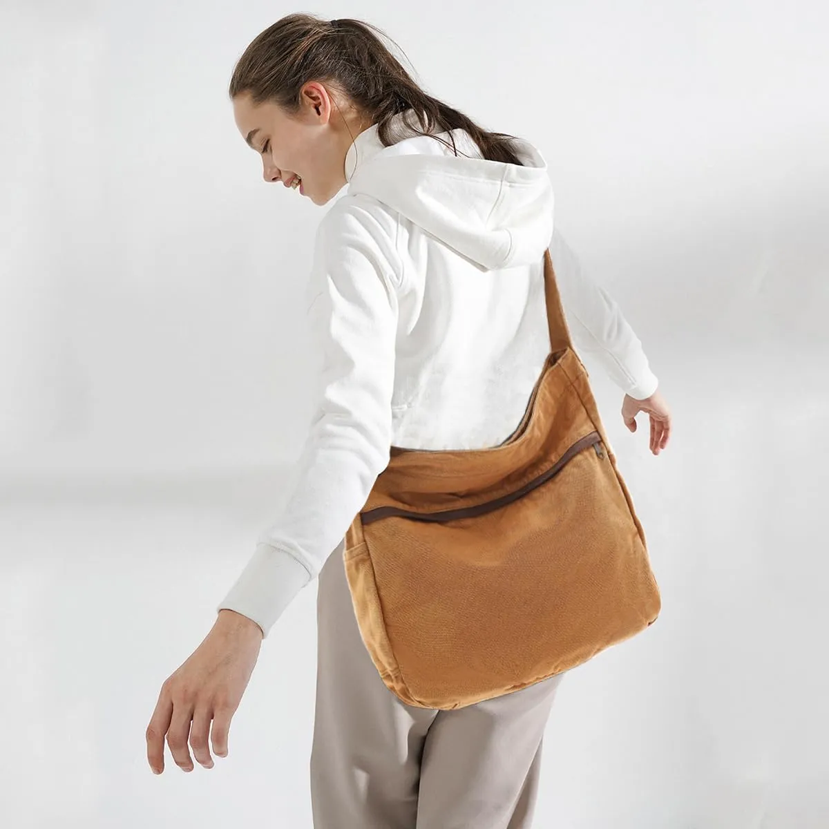 Canvas Hobo Crossbody Shoulder Tote Bag for Women and Men Large Purse Messenger Bag Travel Work Shopping