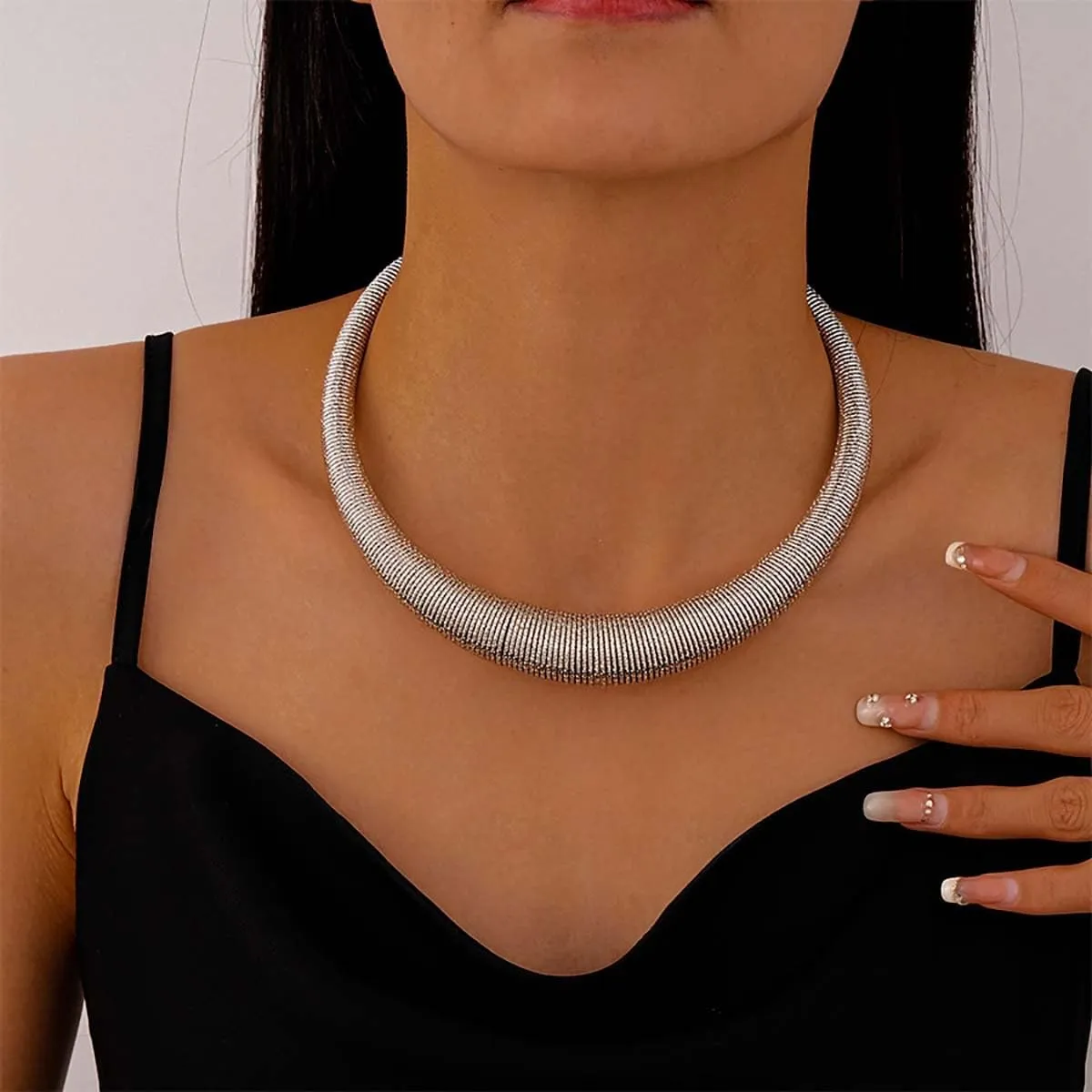 Chunky Gold Choker Necklace for Women Trendy Layered Gold Chain Necklace Silver Statement Necklace Jewelry