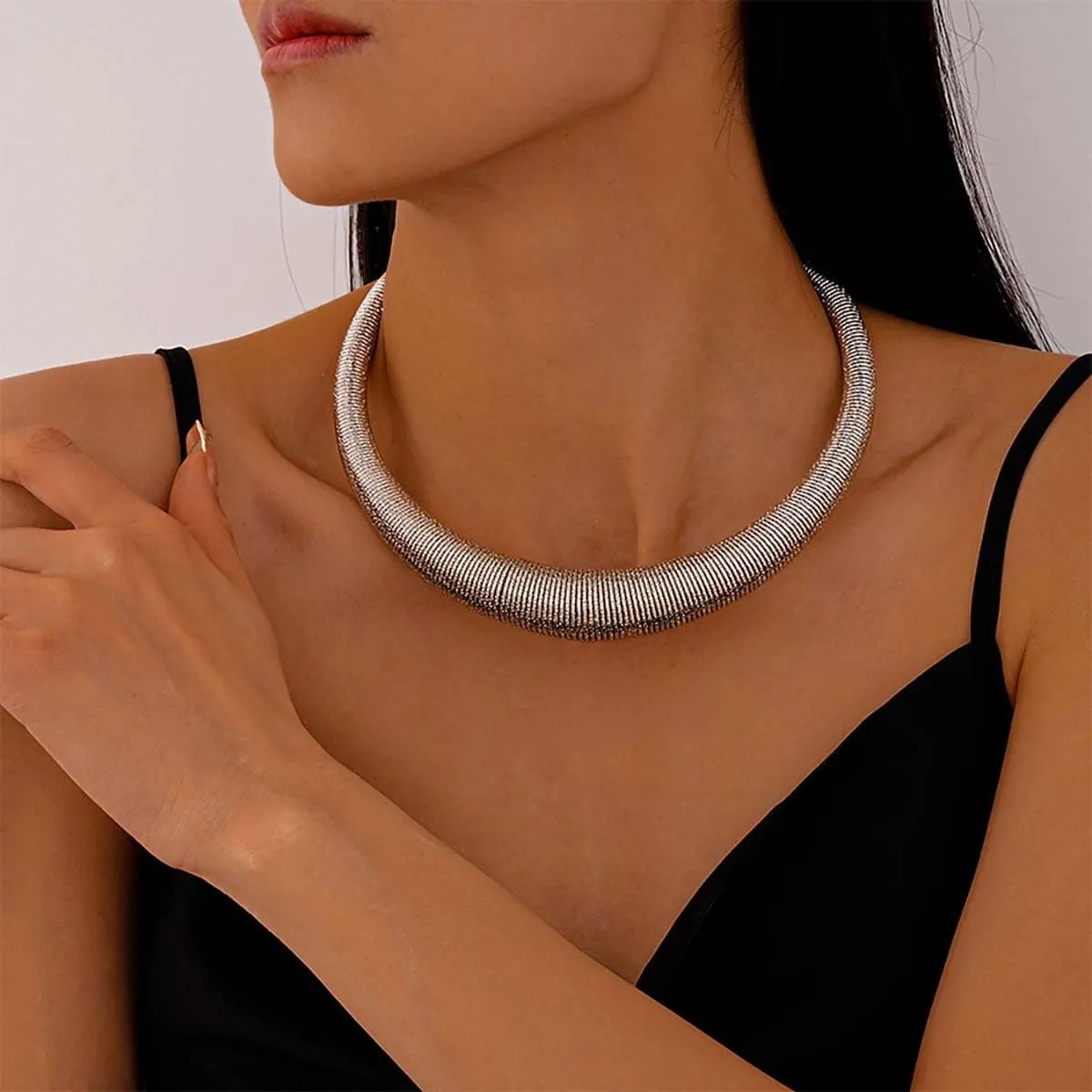 Chunky Gold Choker Necklace for Women Trendy Layered Gold Chain Necklace Silver Statement Necklace Jewelry