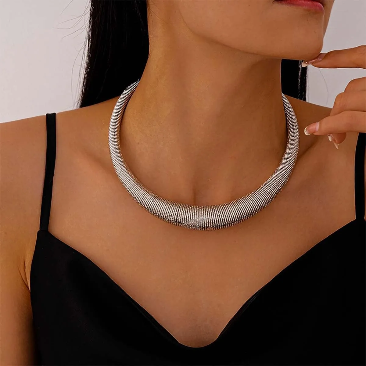 Chunky Gold Choker Necklace for Women Trendy Layered Gold Chain Necklace Silver Statement Necklace Jewelry