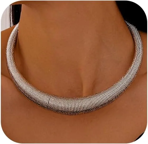 Chunky Gold Choker Necklace for Women Trendy Layered Gold Chain Necklace Silver Statement Necklace Jewelry