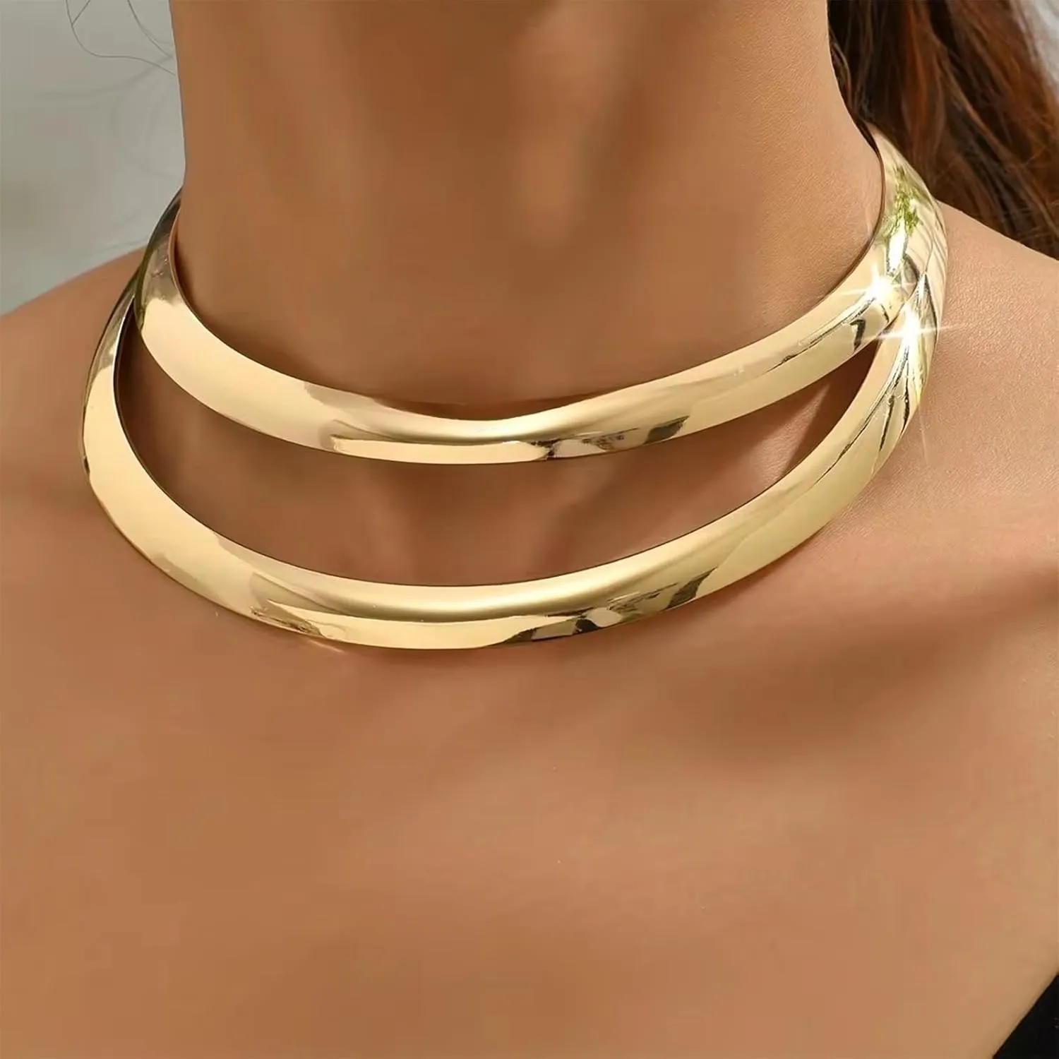 Chunky Gold Necklace Statement Necklace for Women Dainty Gold Choker Necklaces Exaggerated Ethnic Big Statement Jewelry