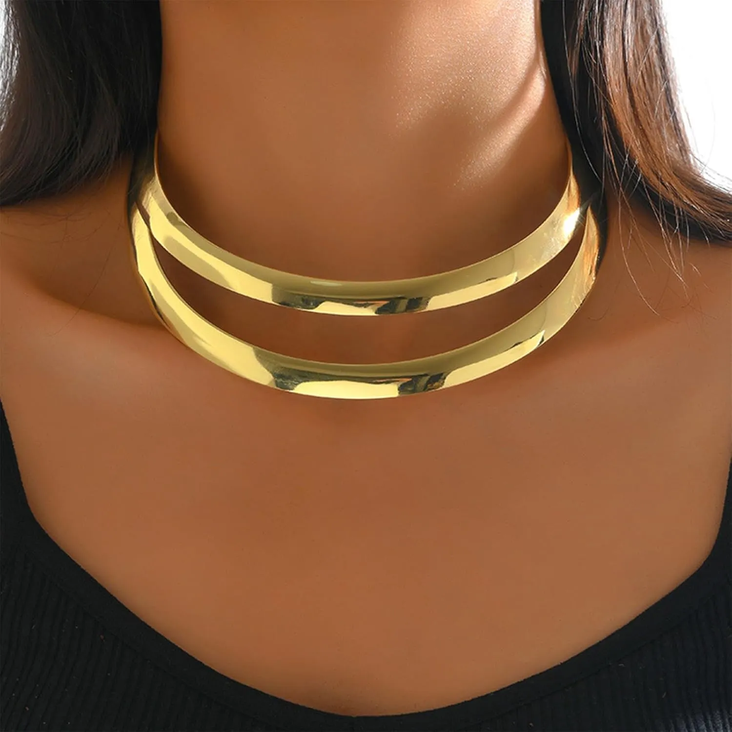 Chunky Gold Necklace Statement Necklace for Women Dainty Gold Choker Necklaces Exaggerated Ethnic Big Statement Jewelry