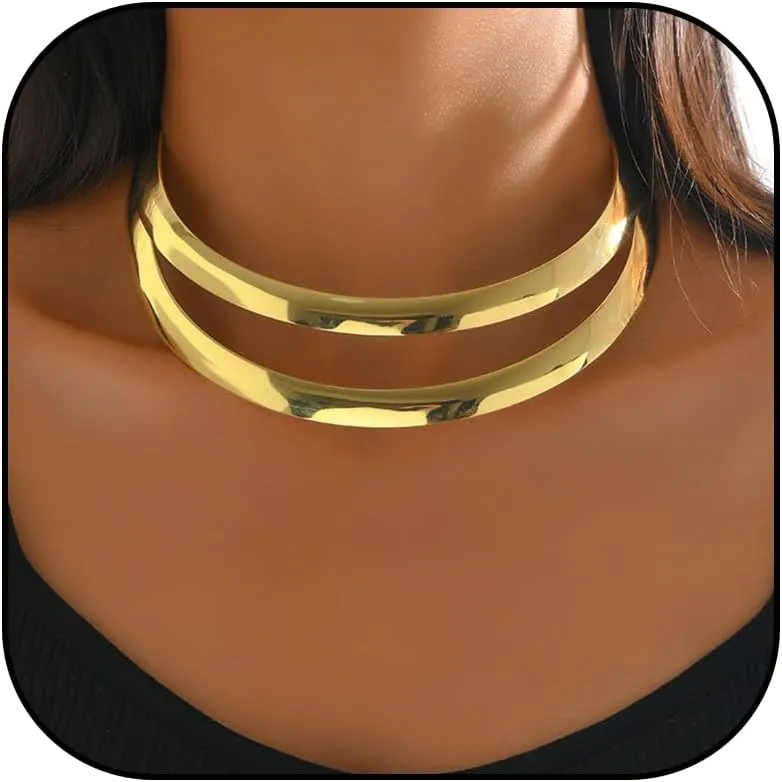 Chunky Gold Necklace Statement Necklace for Women Dainty Gold Choker Necklaces Exaggerated Ethnic Big Statement Jewelry