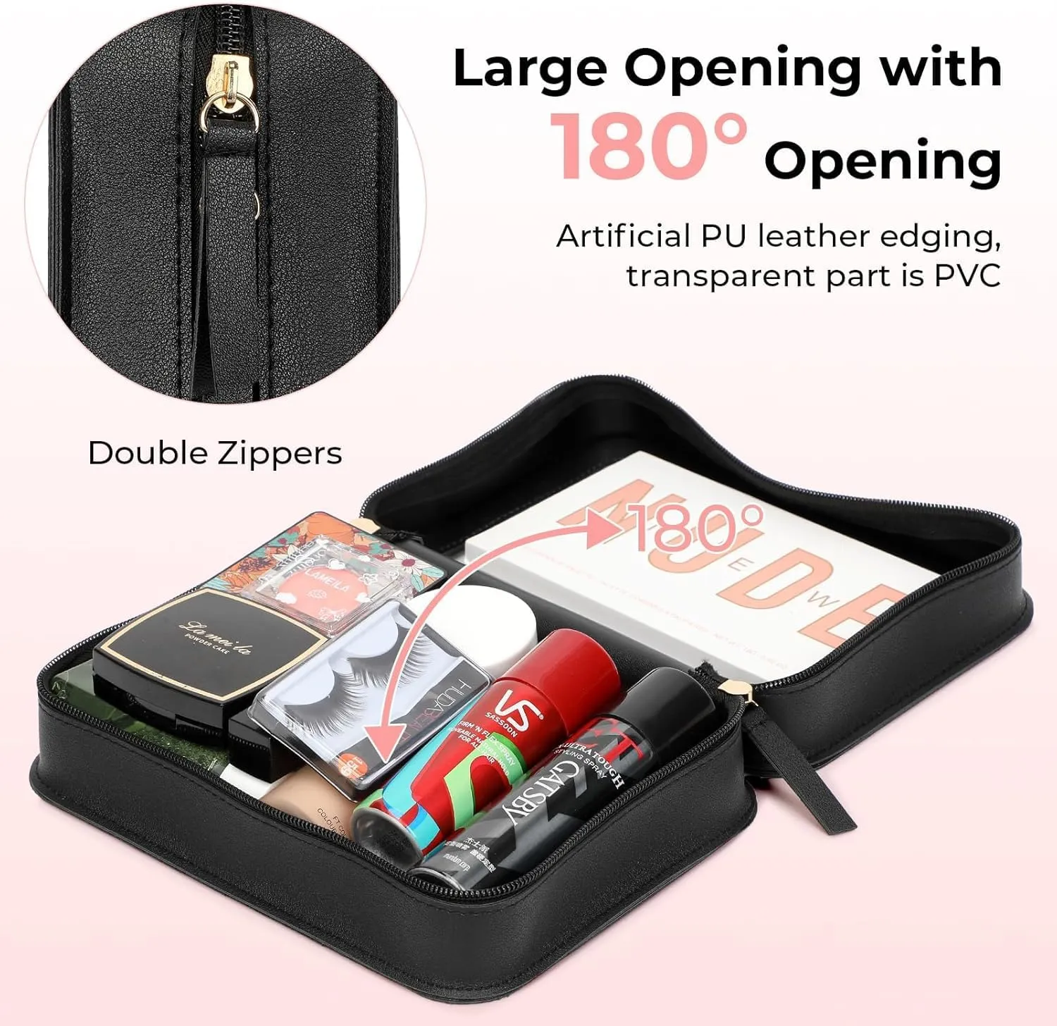 Clear Makeup Bags, TSA Approved Travel Toiletry Pouch with Zipper, Organizer Cosmetic Case for Travel Purse Car Transparent,Square Pouches for Women Men