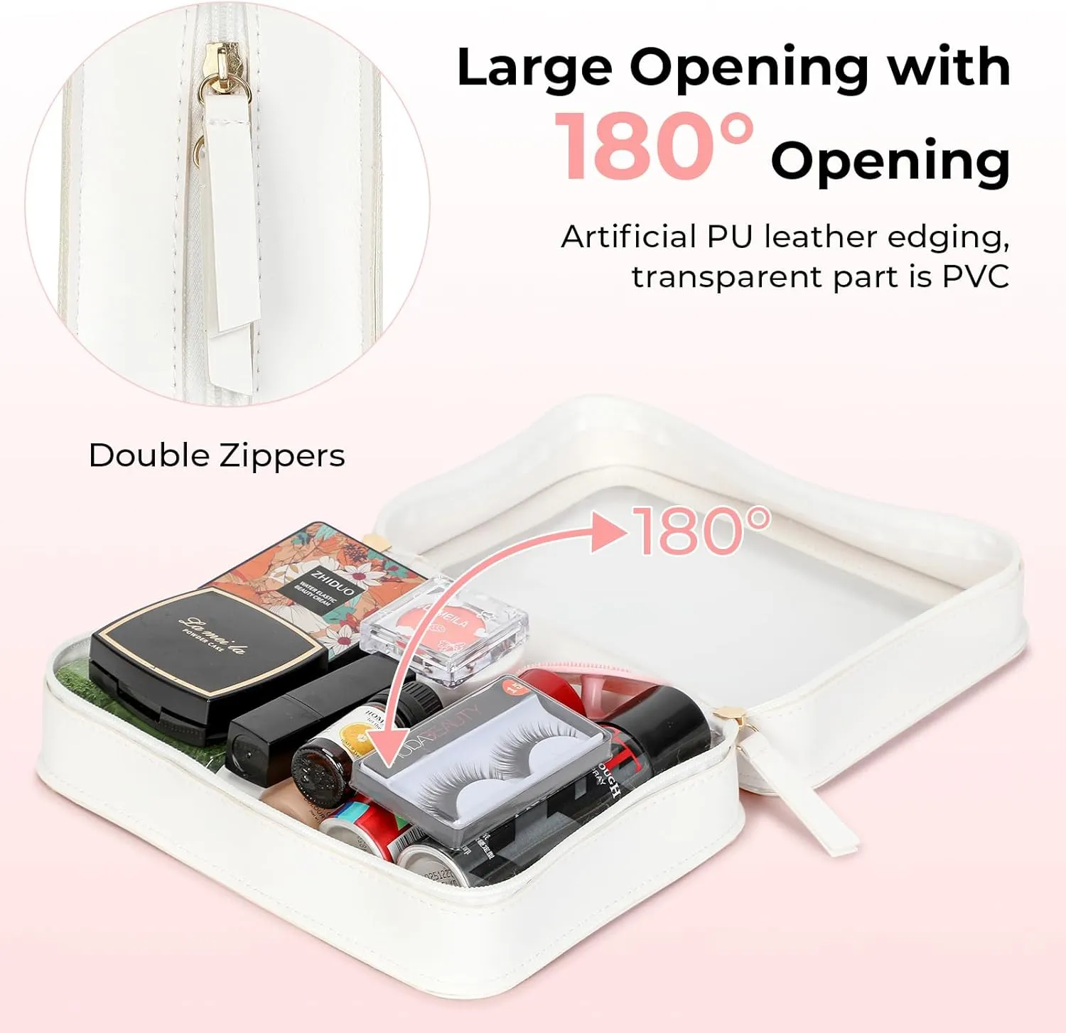 Clear Makeup Bags, TSA Approved Travel Toiletry Pouch with Zipper, Organizer Cosmetic Case for Travel Purse Car Transparent,Square Pouches for Women Men