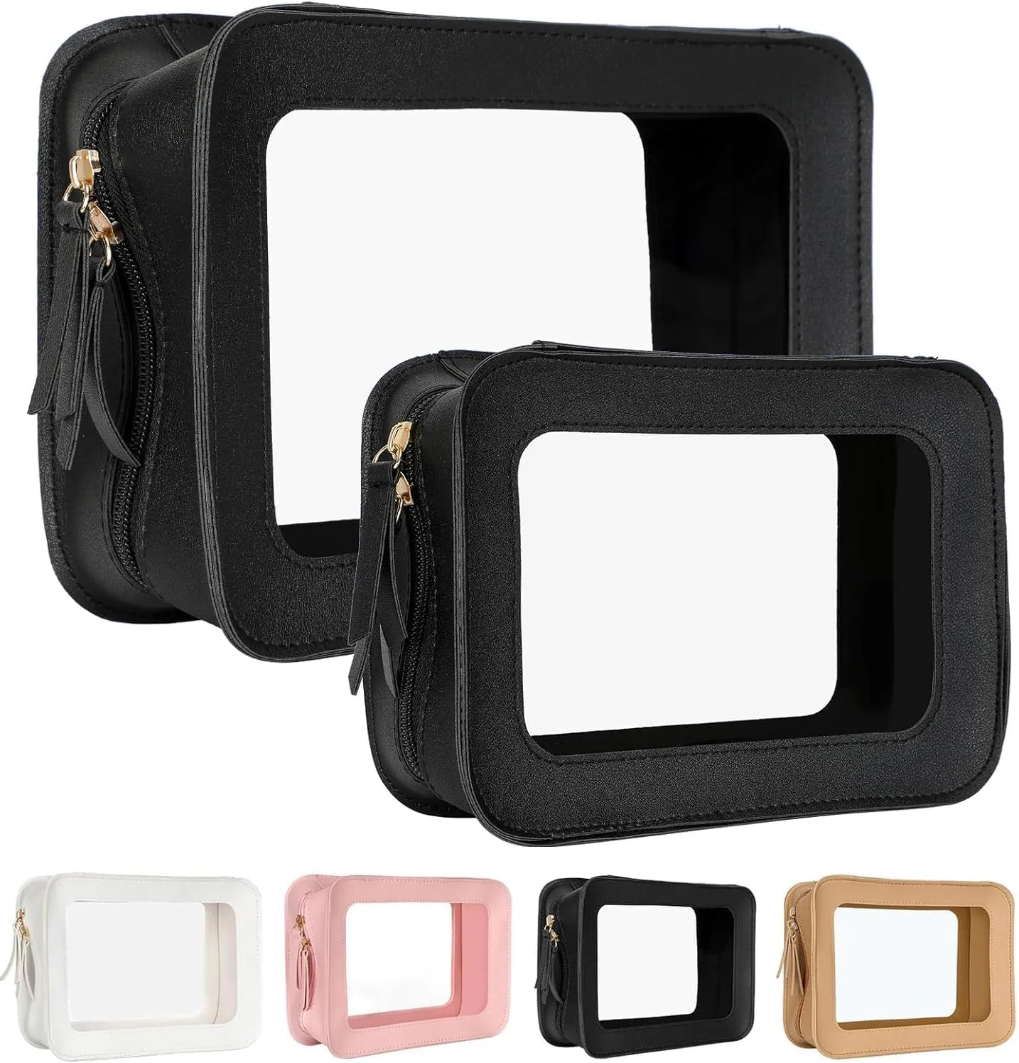 Clear Makeup Bags, TSA Approved Travel Toiletry Pouch with Zipper, Organizer Cosmetic Case for Travel Purse Car Transparent,Square Pouches for Women Men